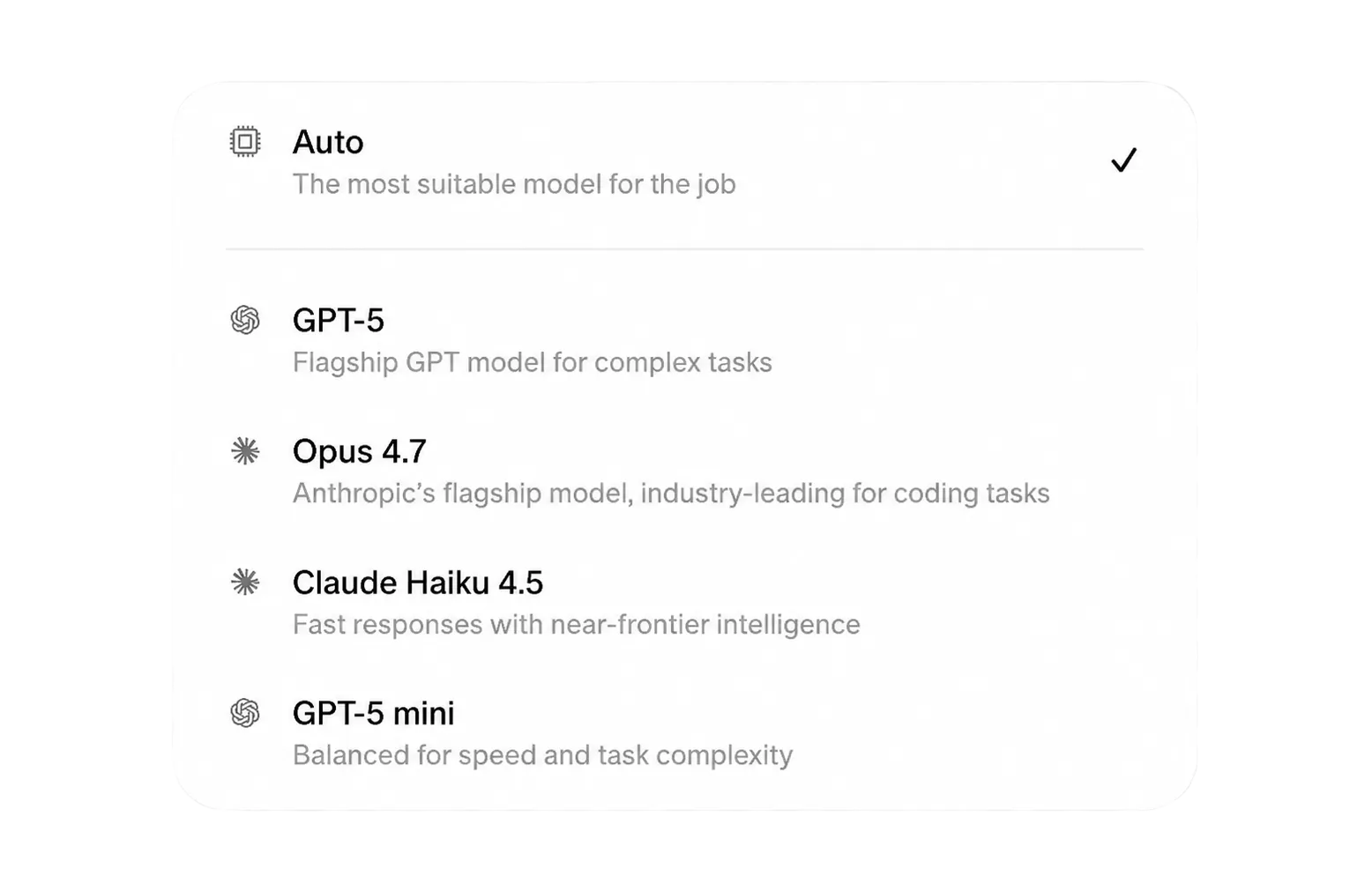 Switch between AI models